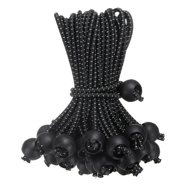 Cuerdas elásticas de 6 pulgadas con bolas, 60 piezas de cuerdas elásticas con bolas para sujetar lonas para tiendas (negro)