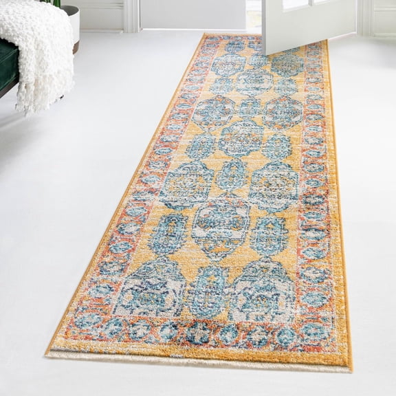 Unique Loom Lola Collection Area Rug - Bold (2' 7" x 10' 2" Runner Yellow/Blue)