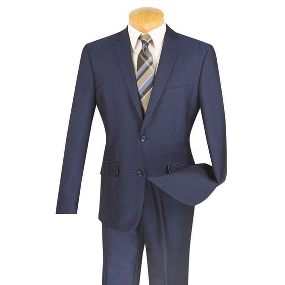 Men's Vinci Suits Textured Slim Fit Travel Suit Blue Size 52 Long