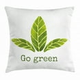 thumbnail image 1 of Sage Throw Pillow Cushion Cover, Ecological Concept Hand Painted Style Watercolor Leaves with Go Green Inspirational, Decorative Square Accent Pillow Case, 16 X 16 Inches, Green White, by Ambesonne, 1 of 2