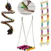 Parrot Hanging Swing Beads Bird Ladder Bridge Stairs Pet Bird Cage Perches Wooden Stand Platform Budgie Toys Bird Tree Perches Climbing Hanging Chewing Toy for Parakeets Chinchilla Hamster Guinea Pig