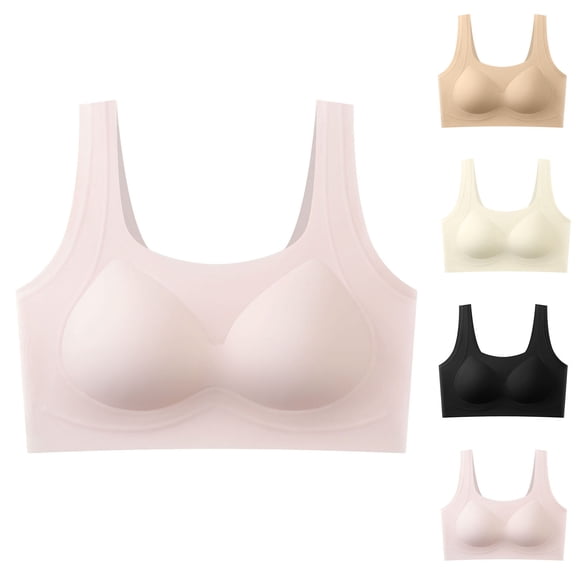 Women's Seamless Bra, Pullover Full Coverage No Underwire Bra with Wide Straps, Soft Support for Comfort Daily Wear | VerBelle,Black L