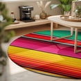 thumbnail image 3 of Round Area Rugs 6Ft, Mexican Style Non-Slip Washable Circle Rugs Carpet, Colorful Mexico Stripes Green Red Pink Indoor Outdoor Rug Floor Mats Throw Runner for Bedroom Living Room Bathroom, 3 of 8