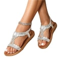 thumbnail image 2 of Willtoo Women's T-Strap Beaded Flower Rhinestone Flat Sandals,Summer Fashion Women Open Toe Butterfly Flat Sandals Dress Ankle Elastic Strap Sparkling Jeweled Bohemian Beach Shoes, 2 of 5