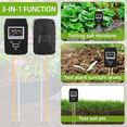 thumbnail image 4 of Medidor de humedad del suelo, comprobador de luz y pH de humedad 3 en 1, kit de herramientas de prueba de monitor de suelo y agua para plantas para jardín, césped, granja, interior/exterior (no, 4 of 5