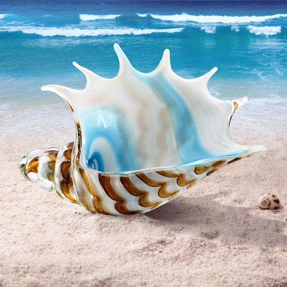 SPI Home Art Glass Striped Conch Shell 12 Inches Long