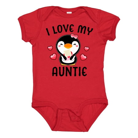 

Inktastic I Love My Auntie with Cute Penguin and Hearts Gift Baby Girl Bodysuit