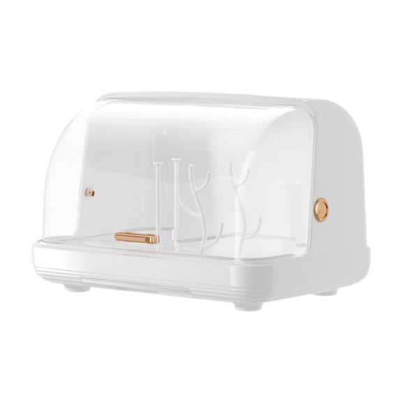 Dualoai Cup Storage Holder with Cover Nursing Bottle Dry Rack Hollow Bottom Multipurpope White