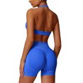thumbnail image 2 of IDOPIP Workout Sets for Women 2 Piece Seamless Halter Sports Bra Top High Waisted Scrunch Butt Impact Shorts Gym Yoga Activewear Outfits, 2 of 6