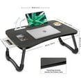 thumbnail image 3 of Foldable Laptop Lap Desk with 4 USB Ports Storage Drawer and Cup Holder Portable Bed Tray Table Stand for Couch Floor Fits 17 Inch Laptop Black, 3 of 8