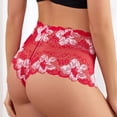 thumbnail image 3 of Aayomet Women's Plus Size Panties Color Contrast Rose Pattern Cotton Crotch Pants Plus Size (Red, M), 3 of 5