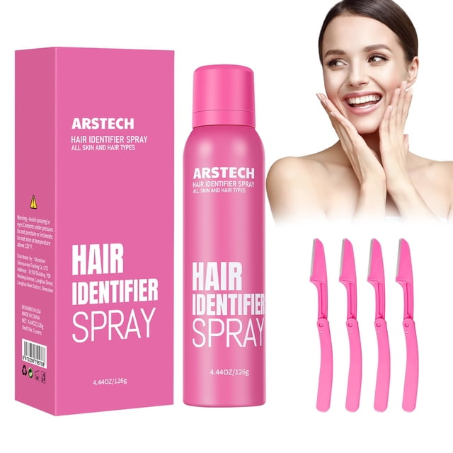 Kit de depilación Dermaplaning en aerosol para mujer con 4 maquinillas de afeitar