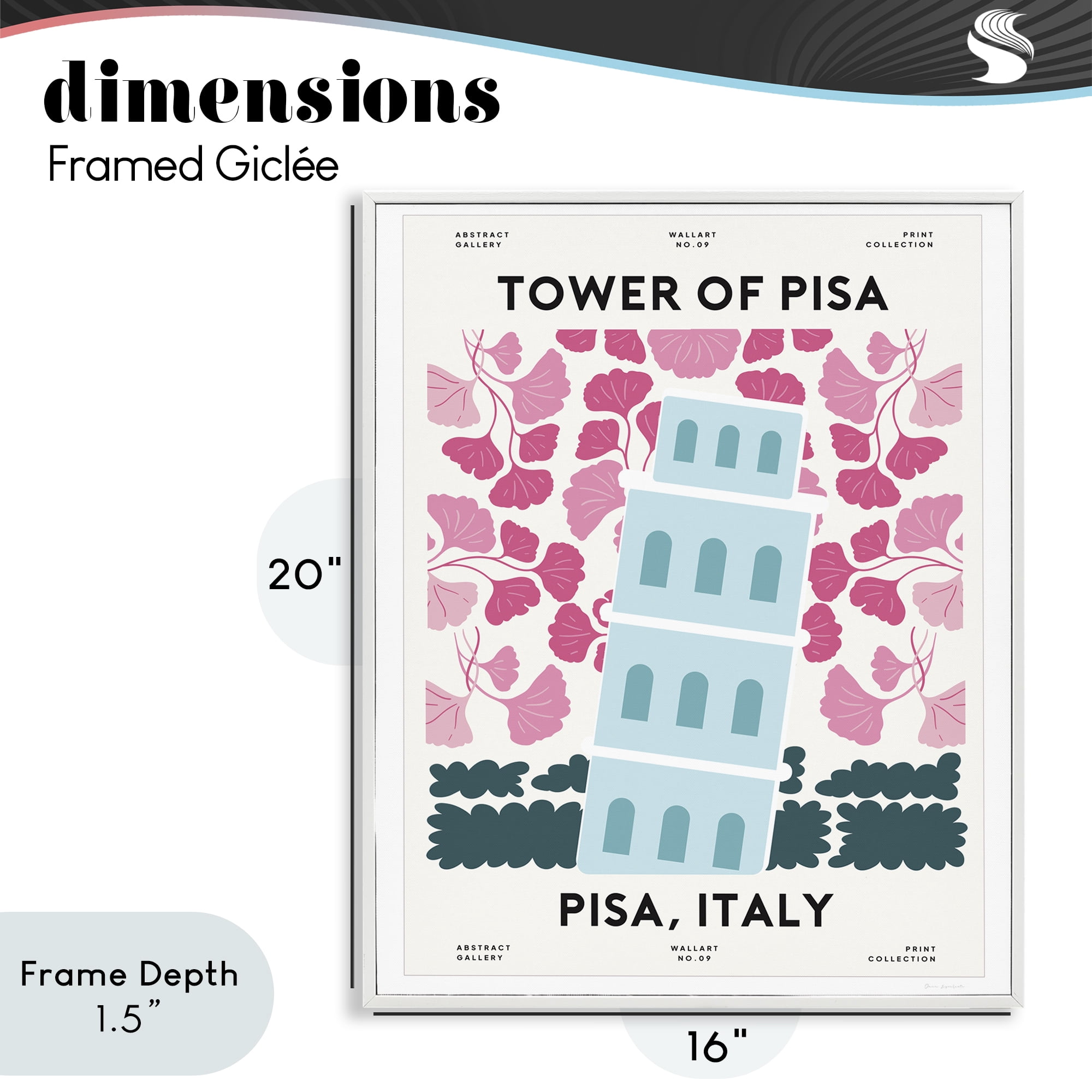 Stupell Industries Pastel Groovy Tower of Pisa White Framed Giclee Art, design by Omar Escalante
