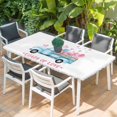 thumbnail image 2 of Valentine's Day Table Cloths for 4 Foot Rectangle Tables, Blue Truck Loads of Love Romantic Patio Waterproof Elastic Fitted Tablecloths, Washable Rectangular Table Cover for Camping, 2 of 8