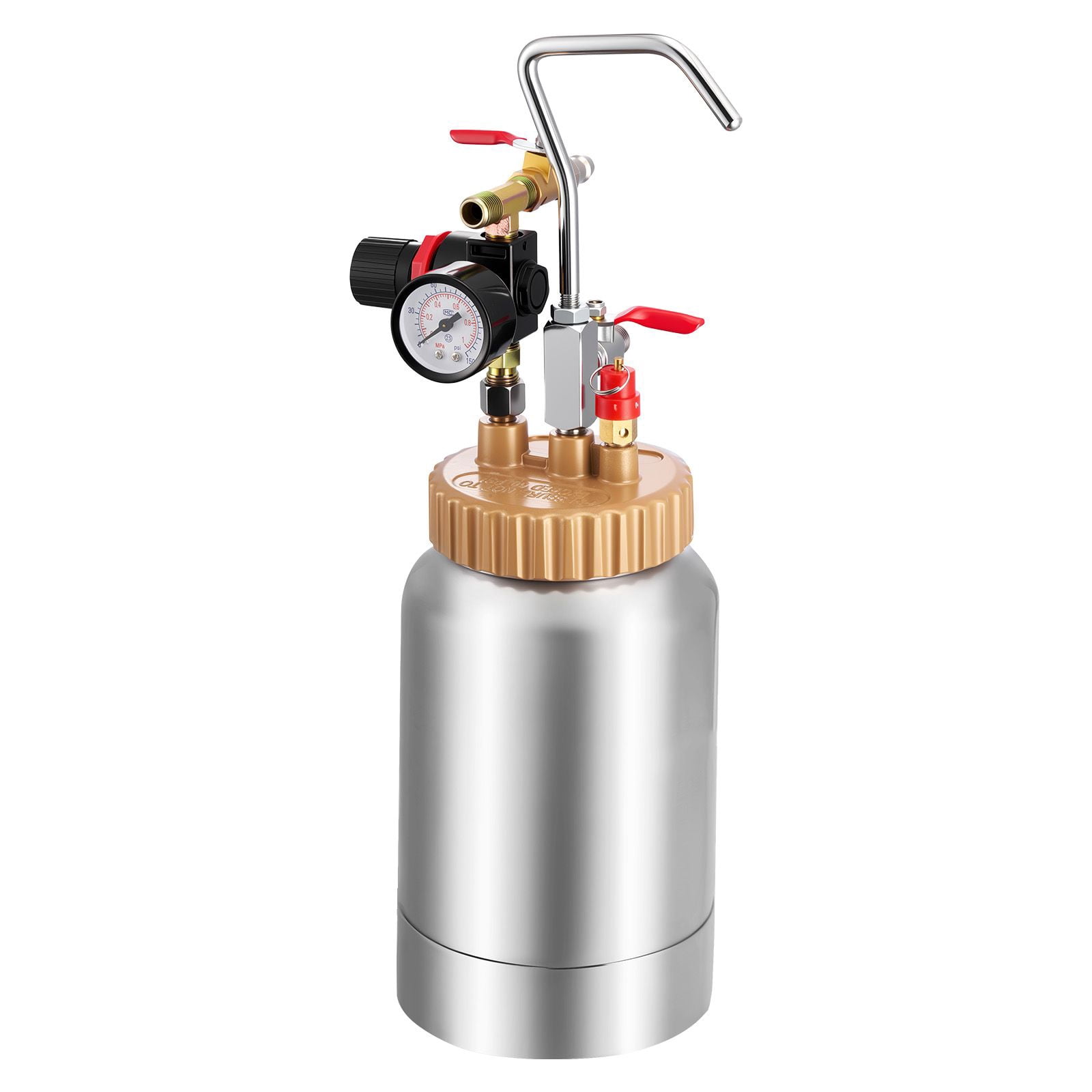 Spray Paint Pressure Pot 0.5 Gal with 1.8mm & 3.0mm Spray Guns, 2 x 9.8FT Hoses, 45 PSI Max, for Furniture Car Fence Painting