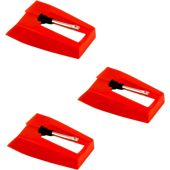3pcs Record Player Needle, Turntable Replacement Needle Long-Lasting Record Player Needle Replacement Diamond Stylus Replacement for Vinyl Record Player LP Phonograph,Victrola, ION, Crosley (Red)