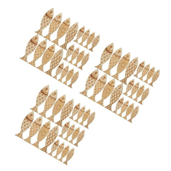 OUNONA 150 pcs  Fish Shaped Wooden Pieces Unfinished Wood Fish Cutout Blank Fish Tags Wooden Sea Cutout for Crafting Party Decorations