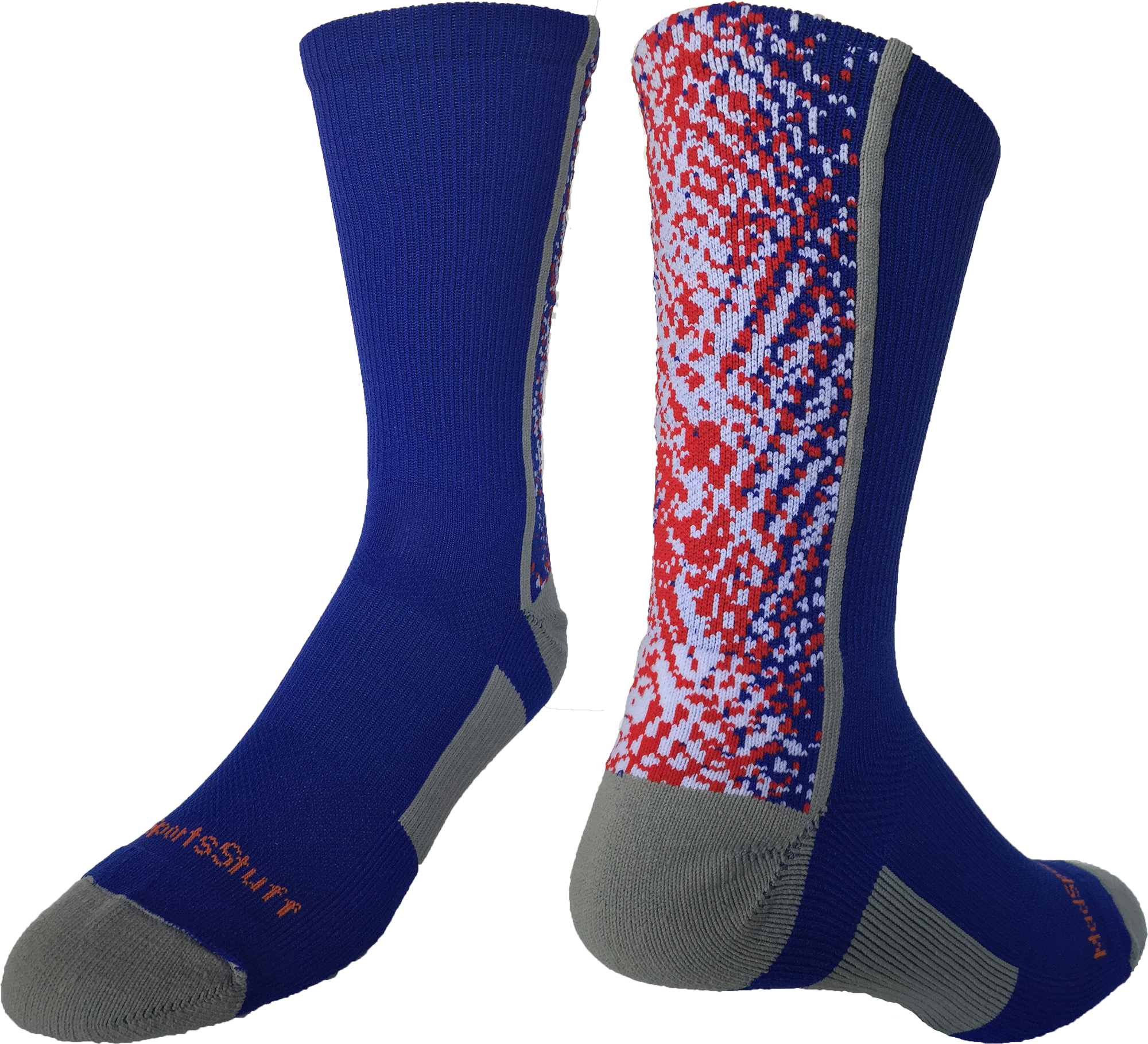 MadSportsStuff Highlight Athletic Crew Socks (Royal/Red/White, Medium