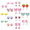 Elesa Miracle Baby Kids Little Girl 14 Pairs Clip-on Earrings Value Set Pretend Play Dress Up Accessories Toy Jewelry