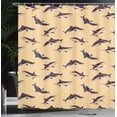 thumbnail image 3 of Ambesonne Sea Animals Shower Curtain, Print of Cartoon Sharks, 69"Wx75"L, Sand Brown, 3 of 4