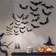 thumbnail image 3 of Decoración de Halloween en 3D, pegatina de pared de murciélago negro, 12/24/48 piezas, decoración de habitación de Bar, 3 of 4