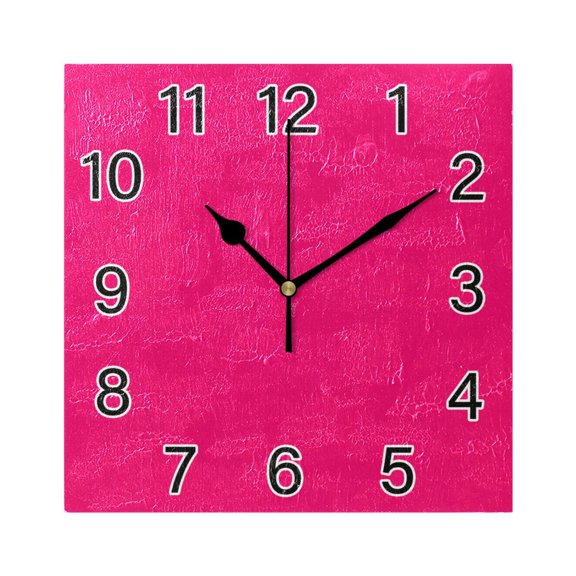 Ryvnso Deep Pink Wall Clock Square Silent Non-Ticking Battery Operated 7.78"