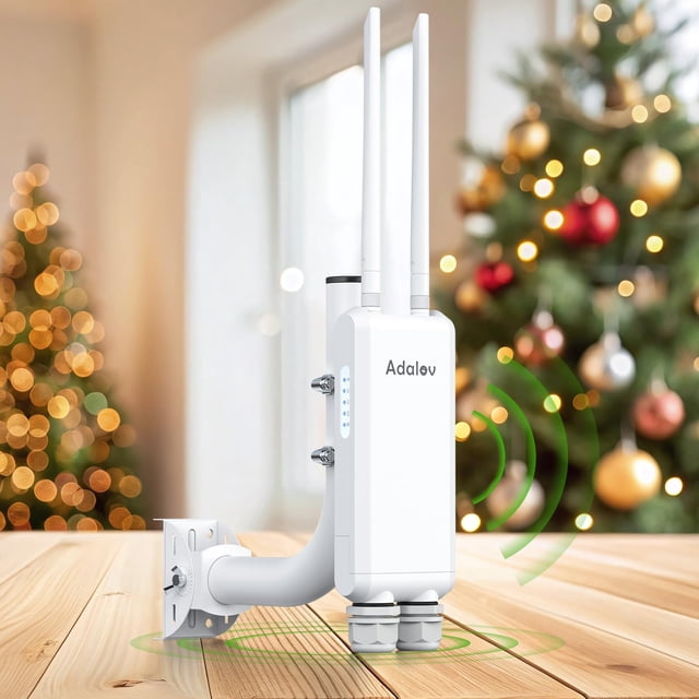 Point d'Accès Extérieur à Double Bande avec Support, Adalov Point d'Accès Extérieur Haute Puissance 1200 Mbps IP66 Résistant aux Intempéries, PoE Gigabit Sans Fil