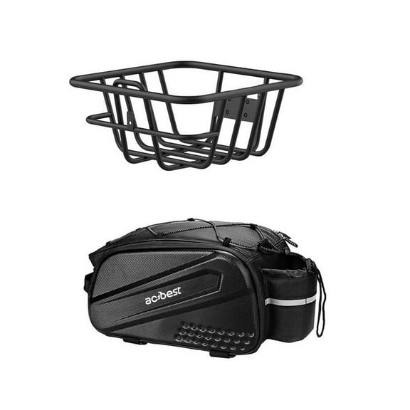 Ebike Accessories, Bike Front Basket and 34L Expandable Bike Rack Bag