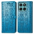 thumbnail image 3 of Étui Rabattable pour FOXDOCK Motorola Edge 60, Cuir PU Embossé Chat et Chien, avec Fentes pour Cartes, Support, 3 of 6