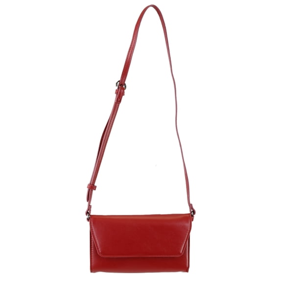 True Gear Small Red Vegan Leather Clutch Purse with Adjustable Detachable Strap – Wallet-Size Crossbody or Clutch with Snap Closure