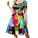 thumbnail image 2 of Vestido de manga corta con grafiti abstracto, atuendo para festival, vestidos de mujer para eventos especiales, 2 of 7
