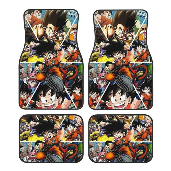 Set of 4PCS Car Carpet Dragon Ball Protection Full Goku Sets Universal Fit Car Floor Mats for SUV, Vans, Sedans, Trucks