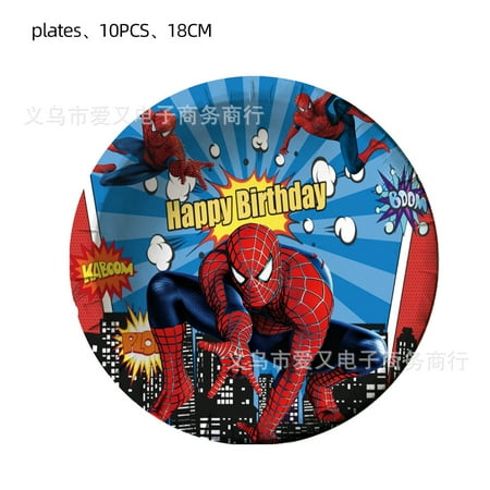 Red Spider-Man Themed Birthday Paper Plate Paper Cup Paper Tissue Knife Fork Spoon Party Decorative Tableware Set Supplies