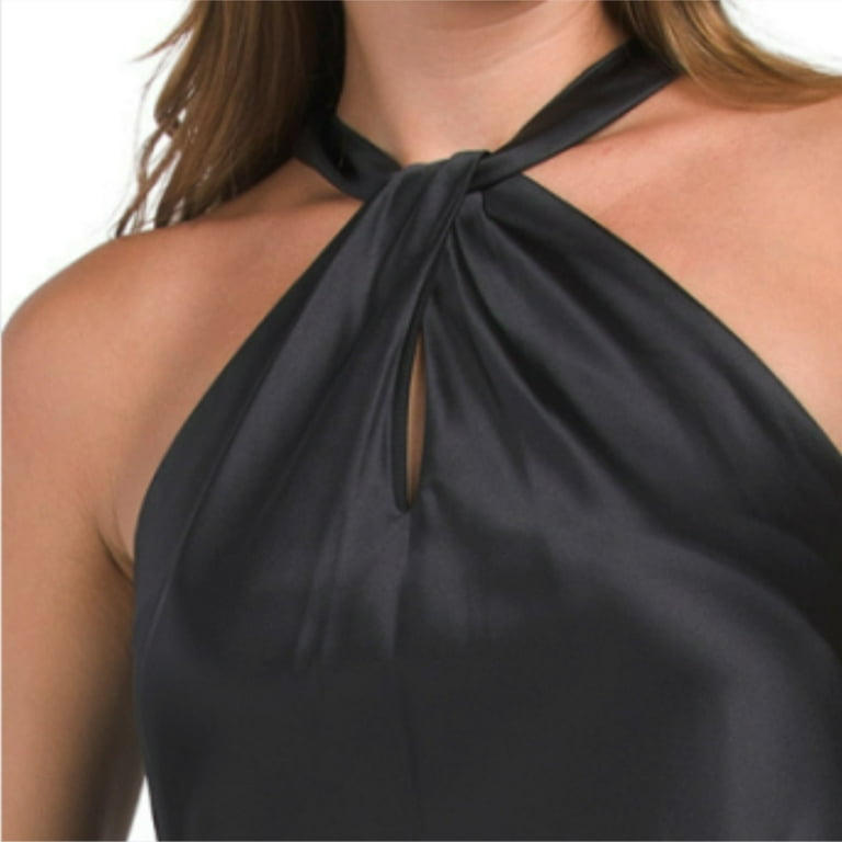NINE West Women's Twist Keyhole Halter Mini Dress Black / L