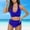 003Blue, variant on Generic Womens Two Piece Swimsuits Tummy Control Bathing Suits High Waisted Bikini Sets V Neck Crisscross Tie Back Swimwear