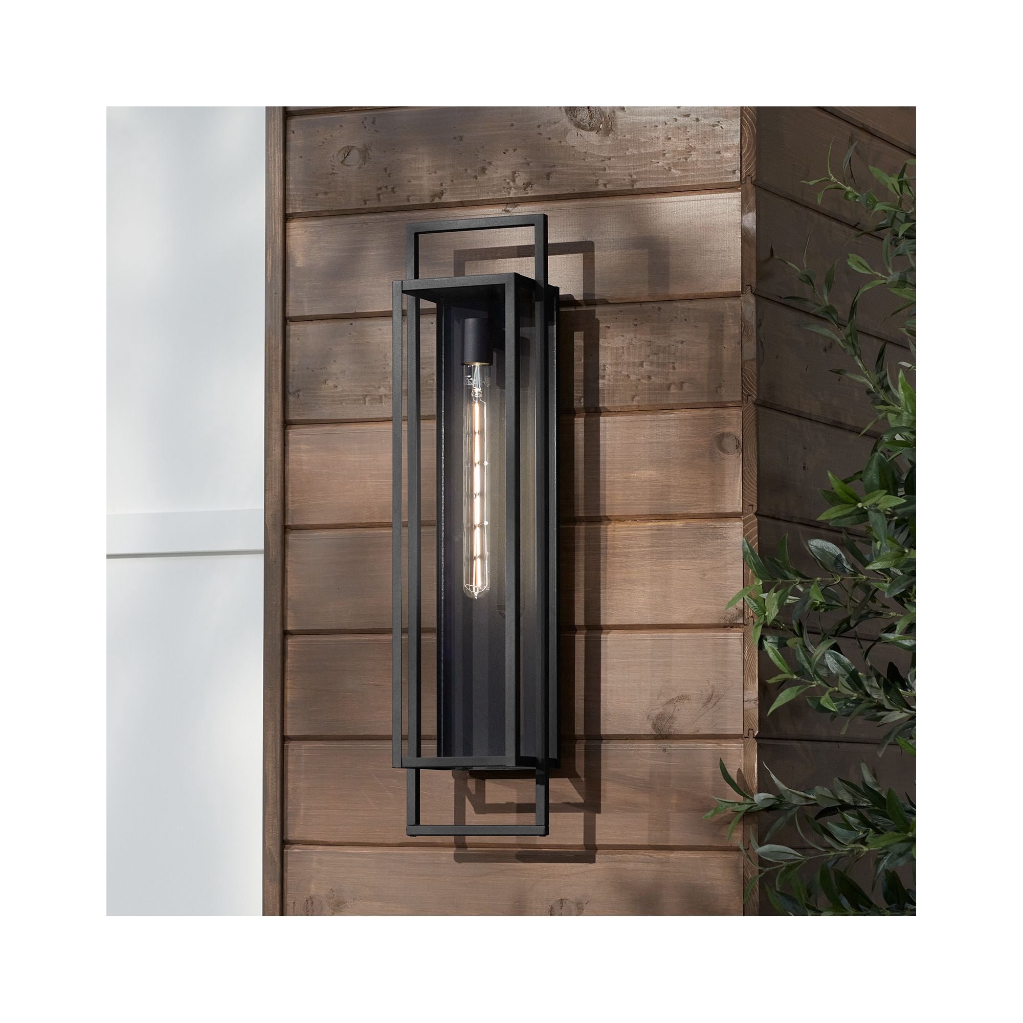 Possini Euro Design Jericho 28" High Modern Outdoor Wall Light Fixture Mount Porch House Edison Bulb Textured Black Finish