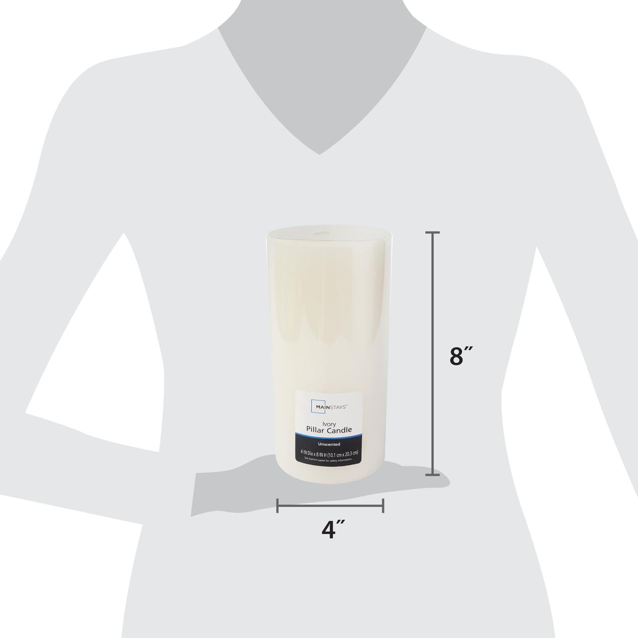 (2 pack) Mainstays Single Wick 4" x 8" Pillar Candle, Unscented, Ivory