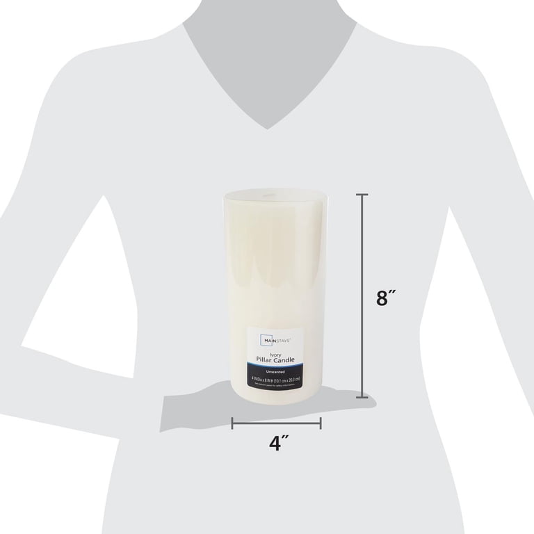 Mainstays Single Wick Pillar Candle, 4x8 Inch, Ivory photo 5