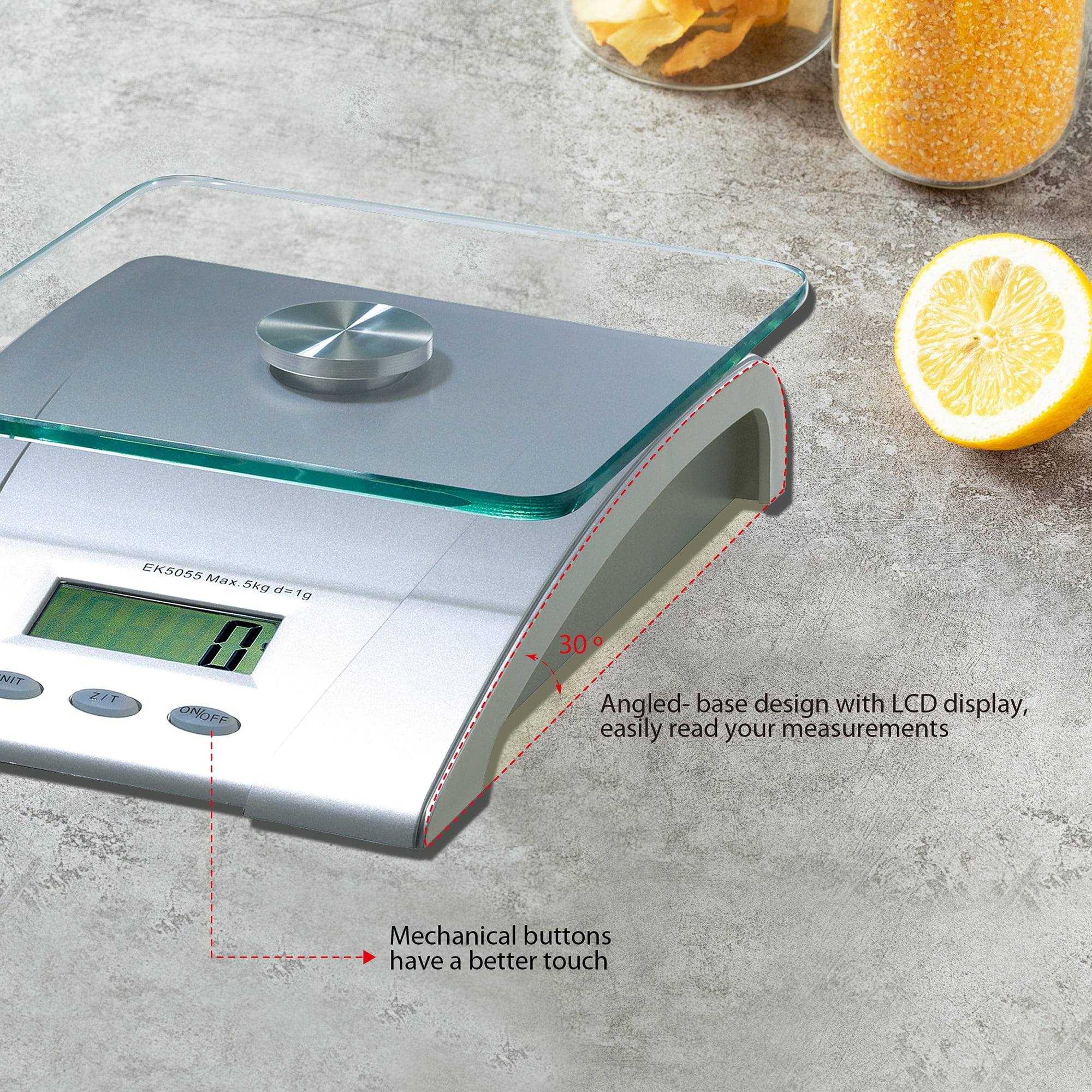Mainstays Slim Digital Kitchen Scale, Food Scale with Tempered Glass  Platform, B