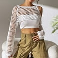 thumbnail image 2 of UJNDER Cropped Ribbed Knit Cardigan Sweater for Women Cutout Detail Fall Wear White One Size, 2 of 8
