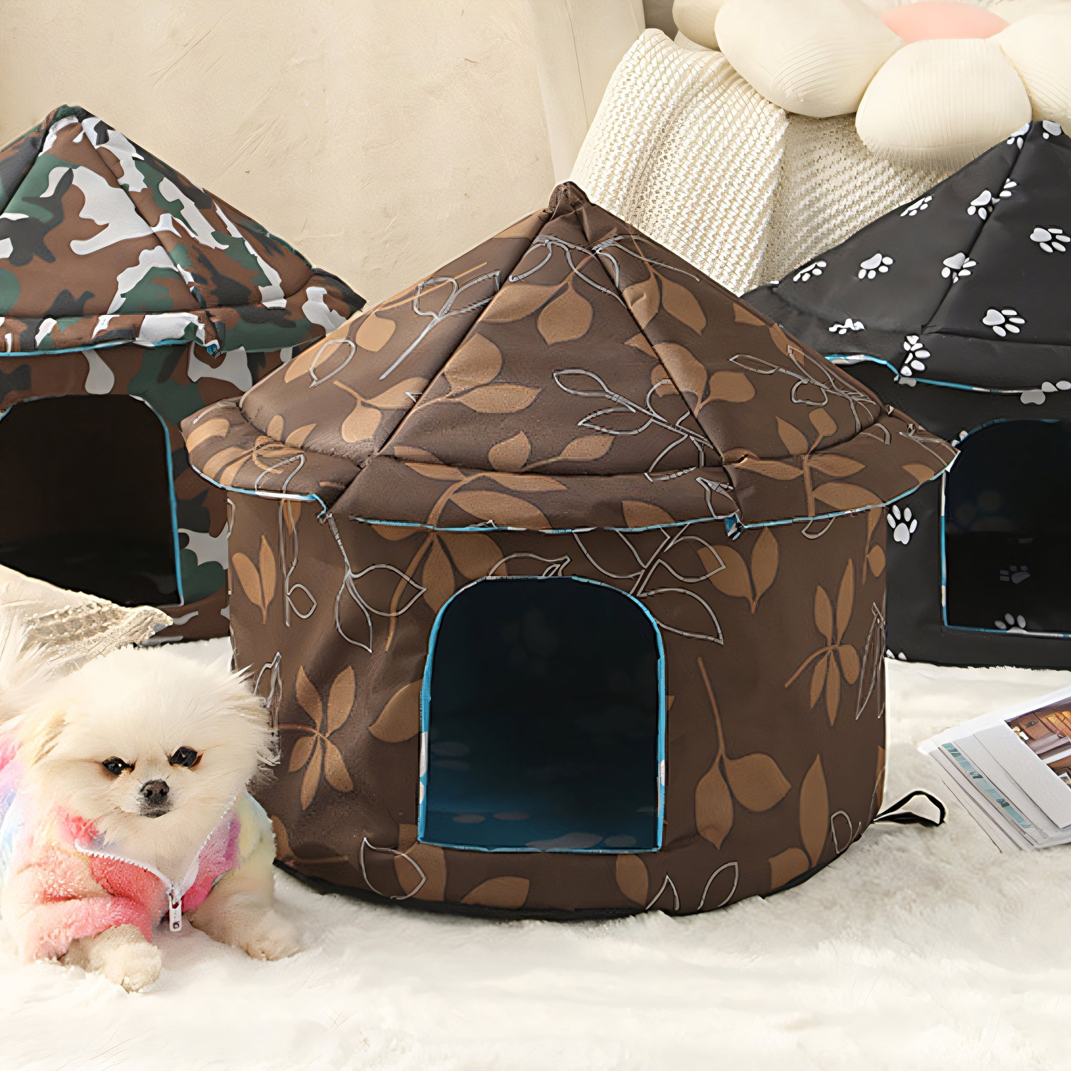 BESTSKY Cat House,Sturdy Cat Houses for Outdoor Cats,Green Camouflage Outdoor Cat House,S