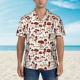 thumbnail image 2 of Sikiie Mushroom Print Men's Hawaiian Shirt, Summer Beach Button Pocket Short Sleeve T-Shirt,Medium, 2 of 7