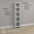 thumbnail image 5 of Prepac Moda 80" Tall 5-Tier Narrow Bookcase in White, Modern Storage Accent Bookshelf with 3 Adjustable Shelves for Home, Office, Living Room, Bedroom, 5 of 12