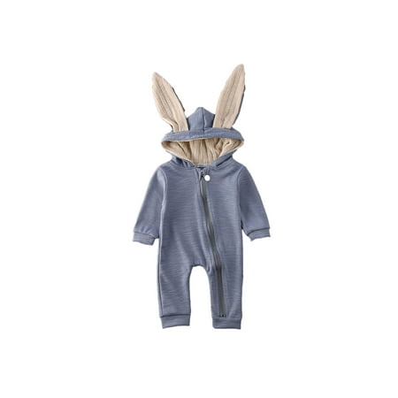 

Infant Baby Boy Girl Rabbit Ears Hooded Romper Jumpsuit Outfits Clothes