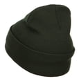 thumbnail image 2 of Rasta Peace Symbol Embroidered Long Beanie - Olive OSFM, 2 of 5