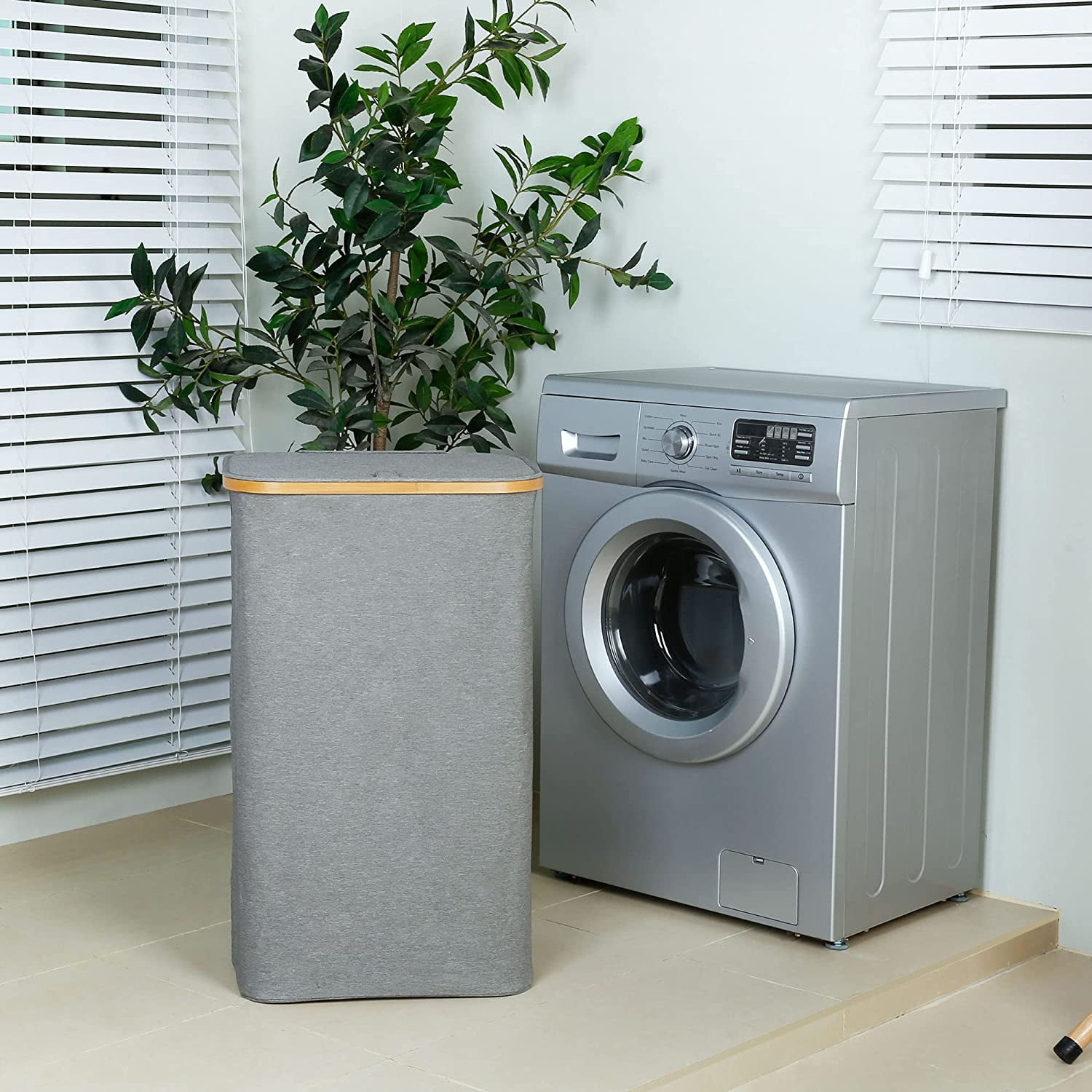 Yeulluey Laundry Hamper with Lid, 110L Large Laundry Hamper with Handle and Lid, Collapsible Clothes Basket Organizer with Removable Inner Bag for Clothes Toys Towels - Grey
