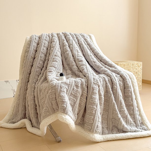 Manta de poliéster, manta de franela polar, cálida y suave, a rayas, para sofá y cama, acogedora manta de microfibra acanalada, decoración para sofá para todas las estaciones, regalos de cumpleaños pa