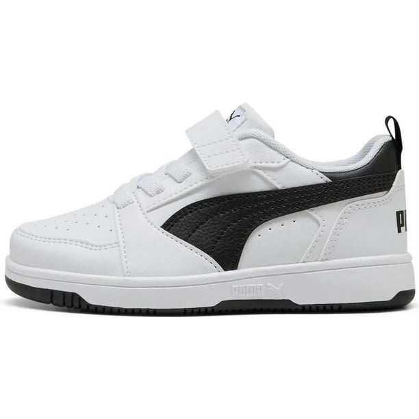 Tenis Puma Rebound V6 Lo AC + PS para Niños 17 A 21.5. 397419-02 blanco 21