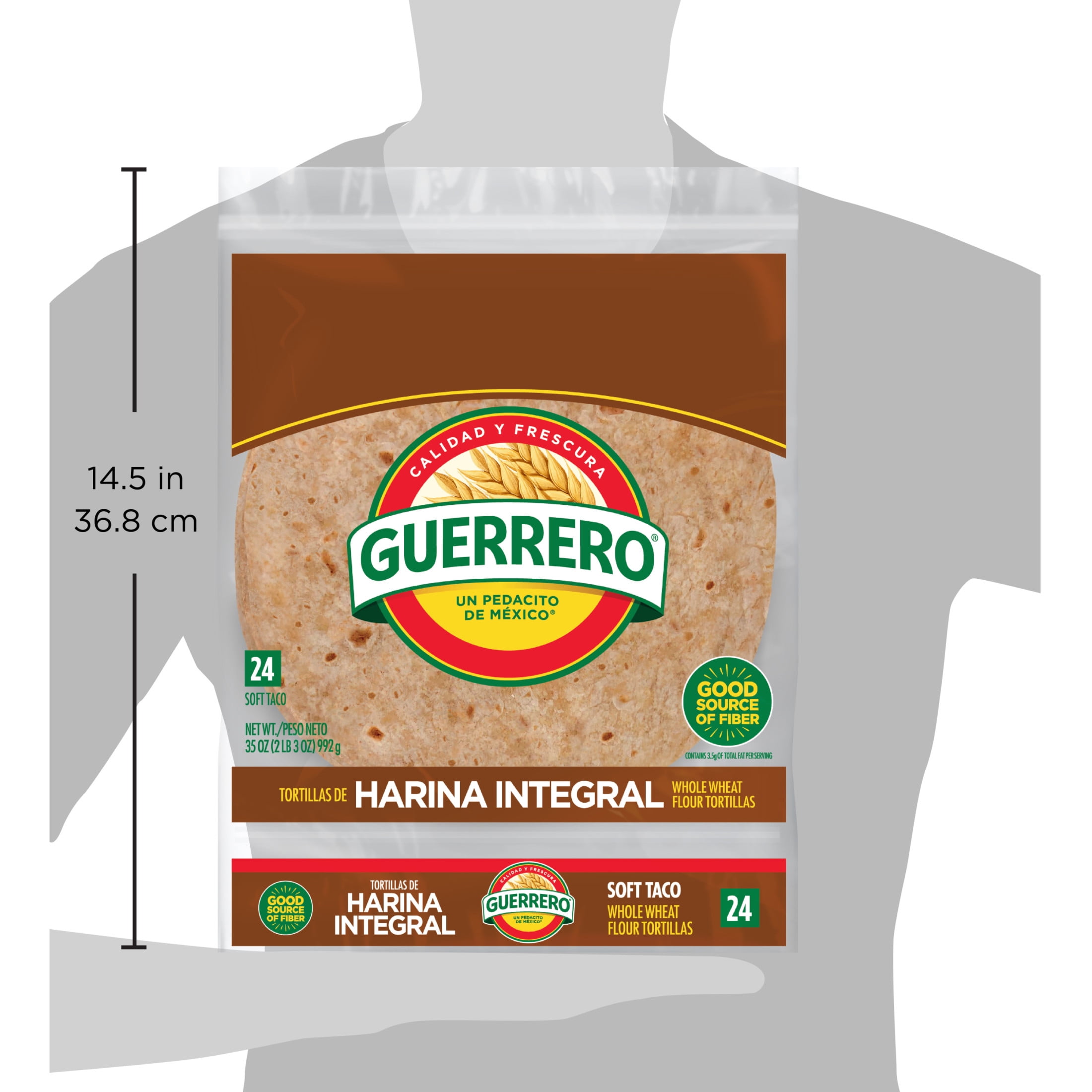 Guerrero Whole Wheat Flour Tortillas, Soft Taco Size, 24 Count