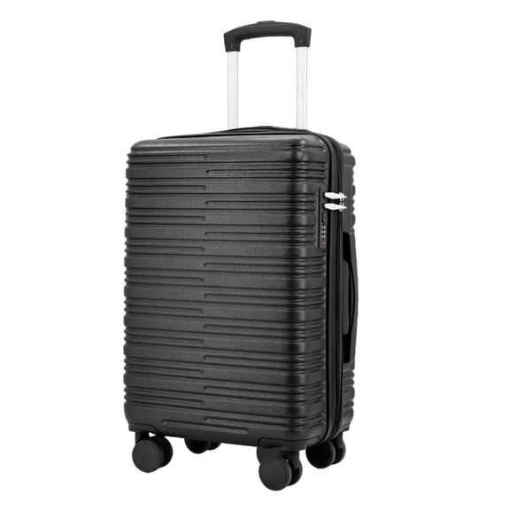 Expandable 20-inch Carry-On Hardside Luggage with 360° Spinner Wheels and Combination Lock, Black